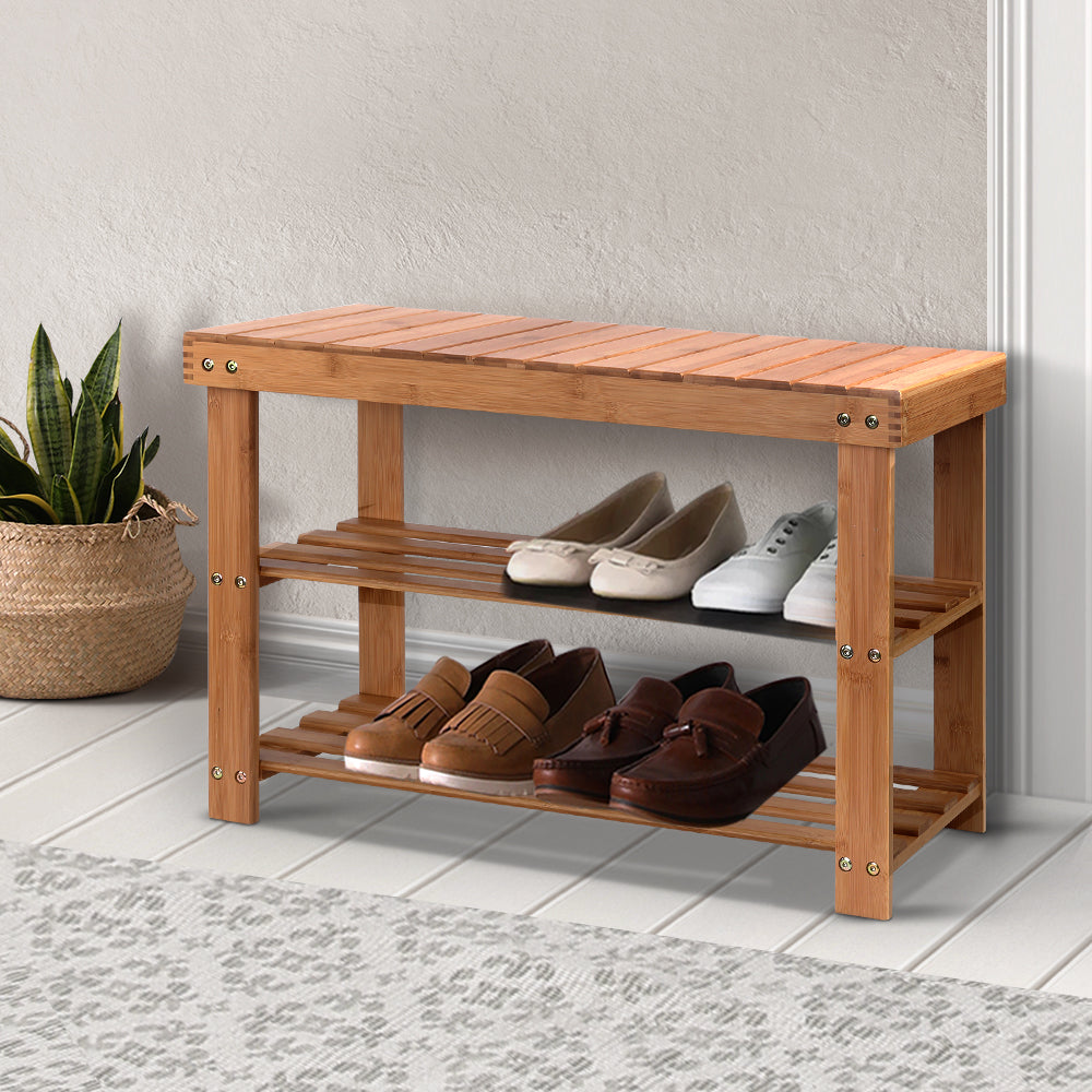 Artiss Shoe Rack Shoe Bench 10 Pairs Bamboo-7