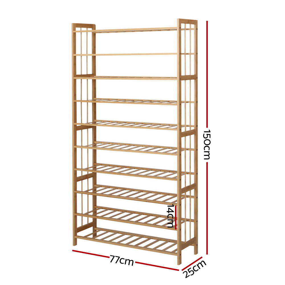 Artiss Shoe Rack Cabinet Bamboo 10-tier 50 Pairs-1