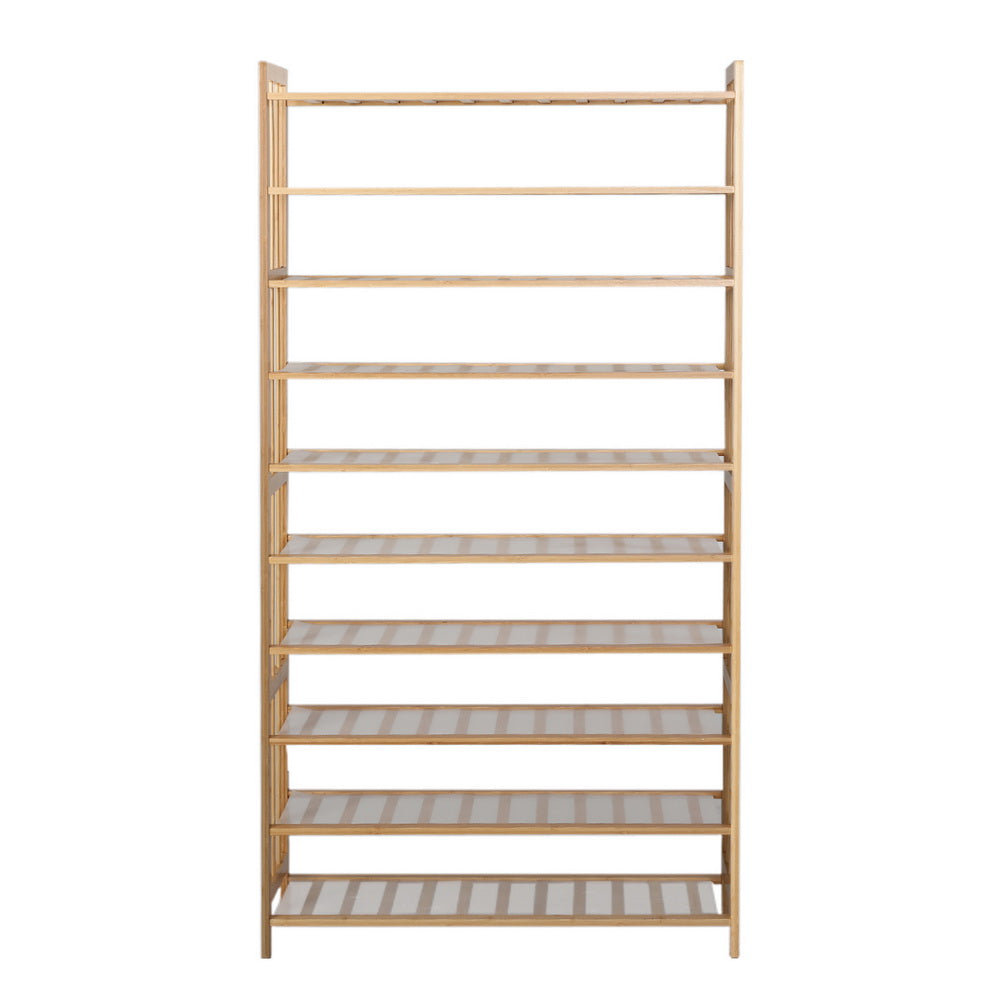 Artiss Shoe Rack Cabinet Bamboo 10-tier 50 Pairs-2