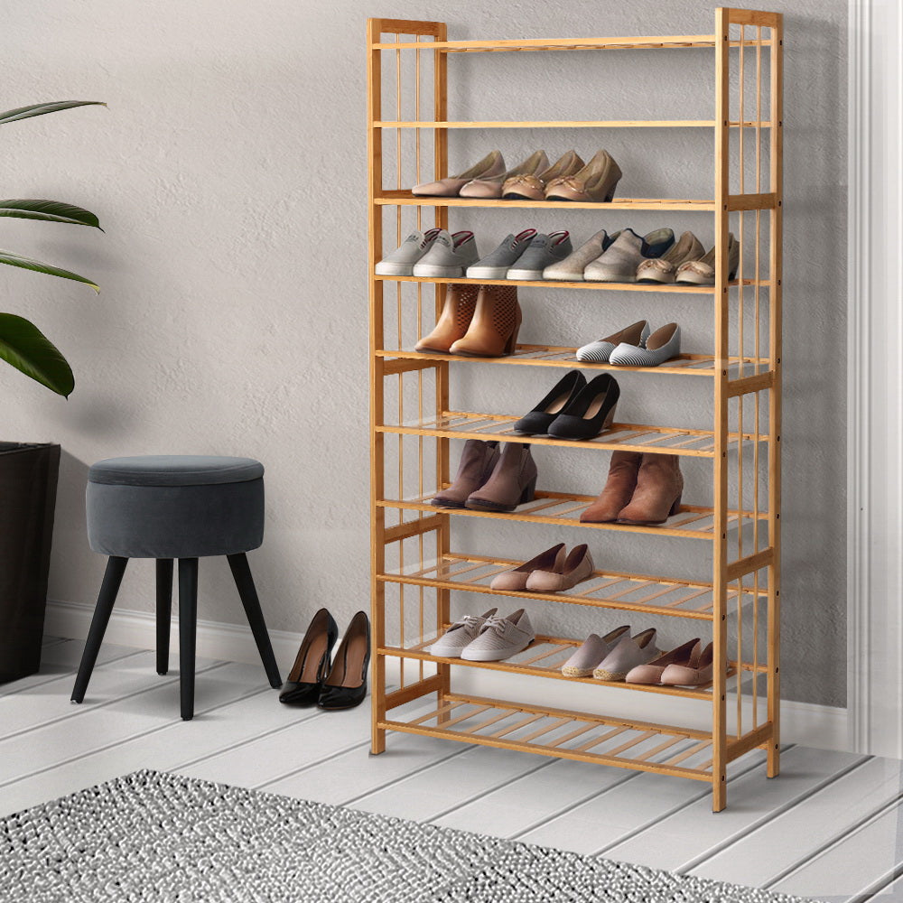 Artiss Shoe Rack Cabinet Bamboo 10-tier 50 Pairs-7