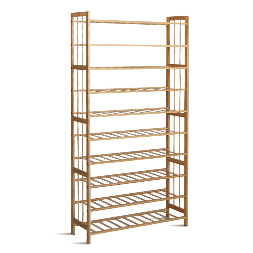 Artiss Shoe Rack Cabinet Bamboo 10-tier 50 Pairs-2