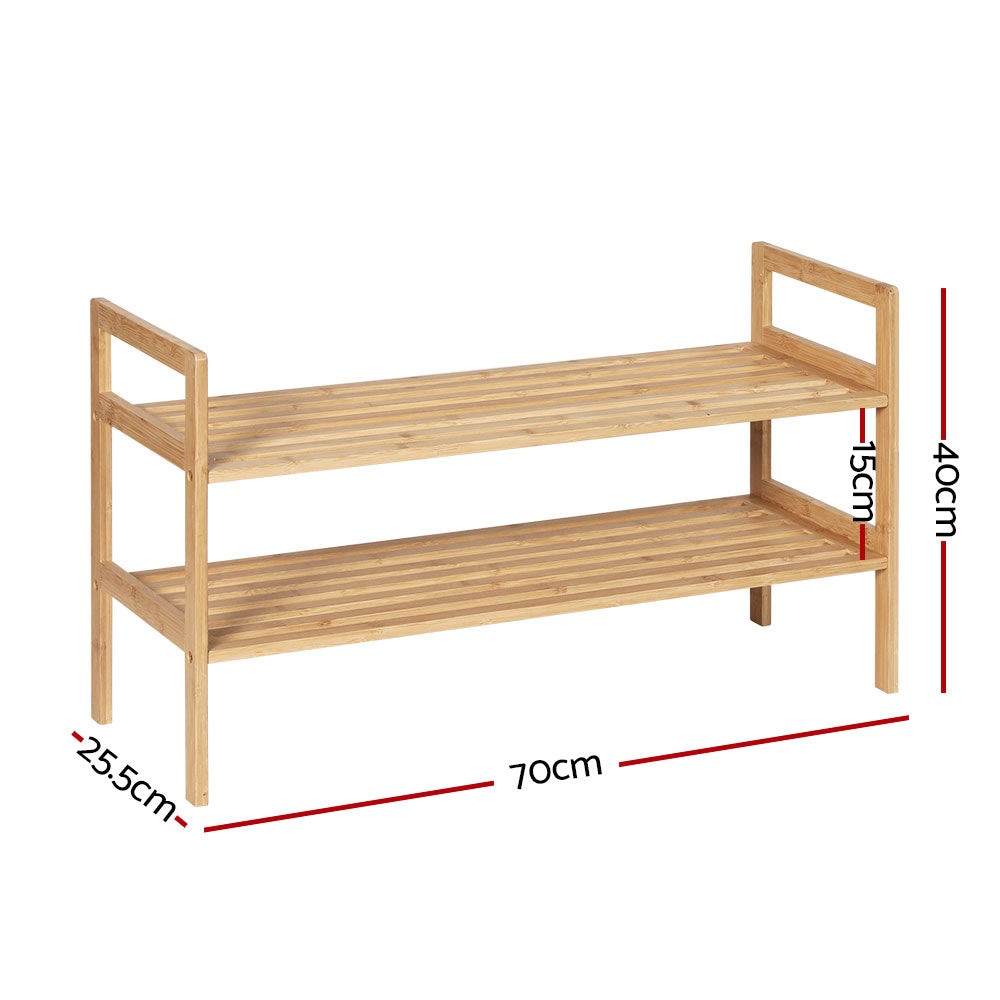 Artiss Shoe Rack Cabinet Bamboo Storage Organiser Pine-1