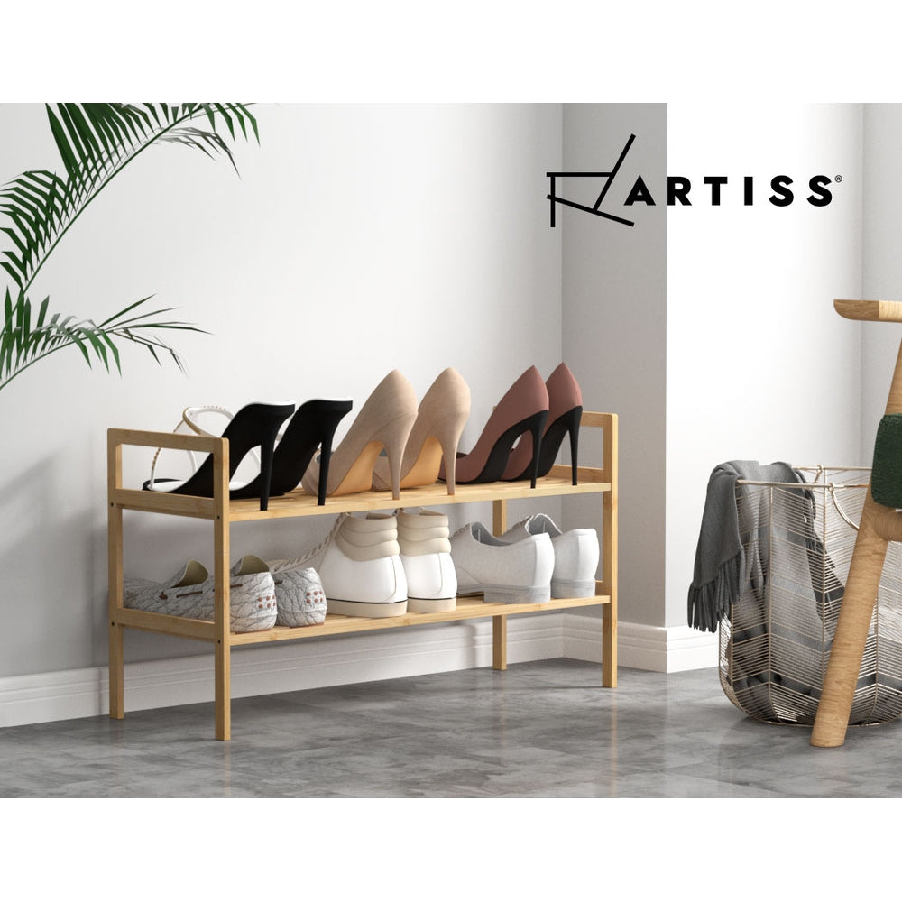 Artiss Shoe Rack Cabinet Bamboo Storage Organiser Pine-6