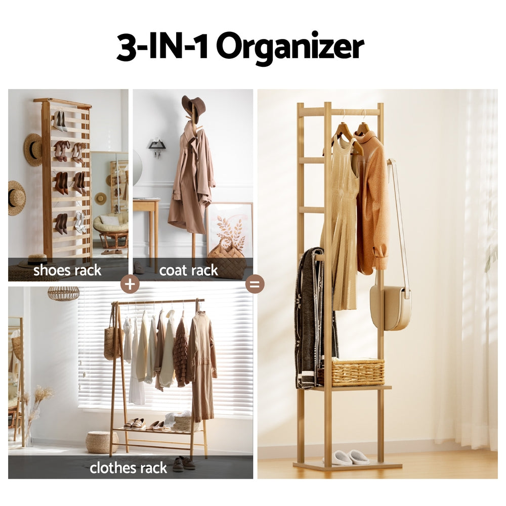 Artiss Clothes Rack Airer Coat Stand Bamboo-6