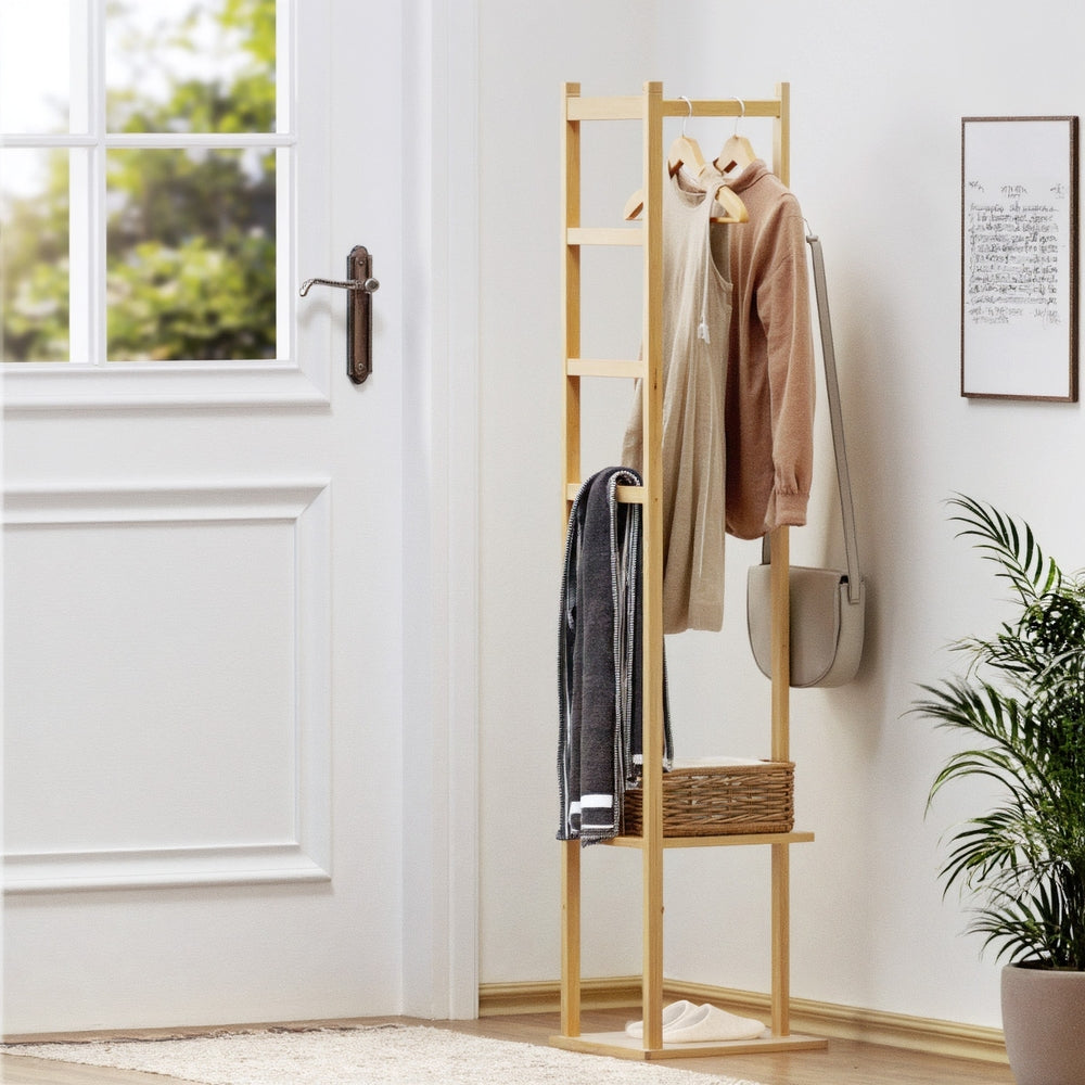 Artiss Clothes Rack Airer Coat Stand Bamboo-7