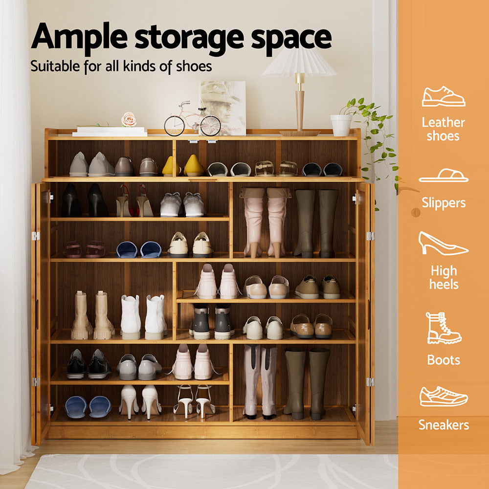 Artiss Shoe Rack Cabinet 30 Pairs Storage Cupboard Bamboo-4