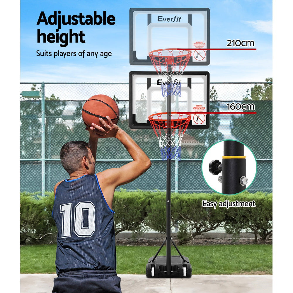 Everfit 2.1M Basketball Hoop Stand System Adjustable Portable Pro Kids Clear-2