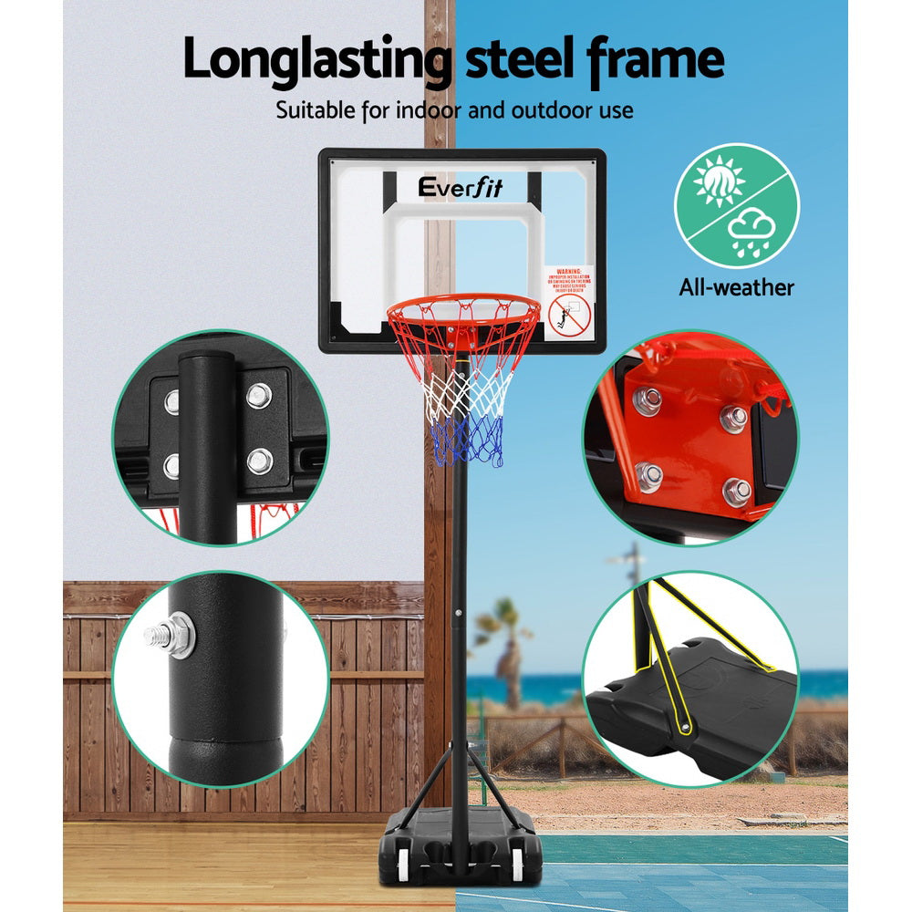 Everfit 2.1M Basketball Hoop Stand System Adjustable Portable Pro Kids Clear-4