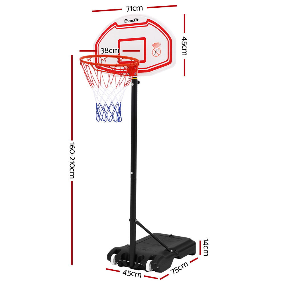 Everfit 2.1M Basketball Hoop Stand System Adjustable Portable Pro Kids White-1