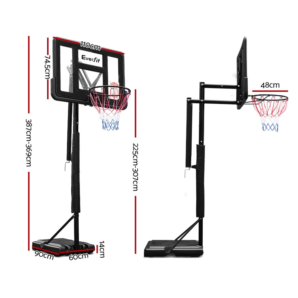 Everfit 3.05M Basketball Hoop Stand System Adjustable Height Portable Pro Black-1