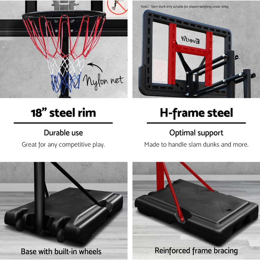 Everfit 3.05M Basketball Hoop Stand System Adjustable Height Portable Pro Black-3