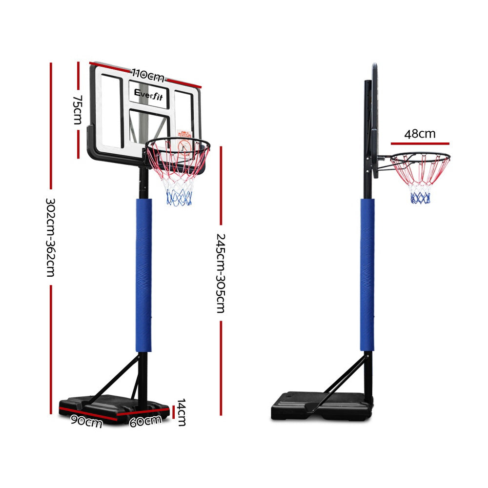 Everfit 3.05M Basketball Hoop Stand System Adjustable Height Portable Pro Blue-1