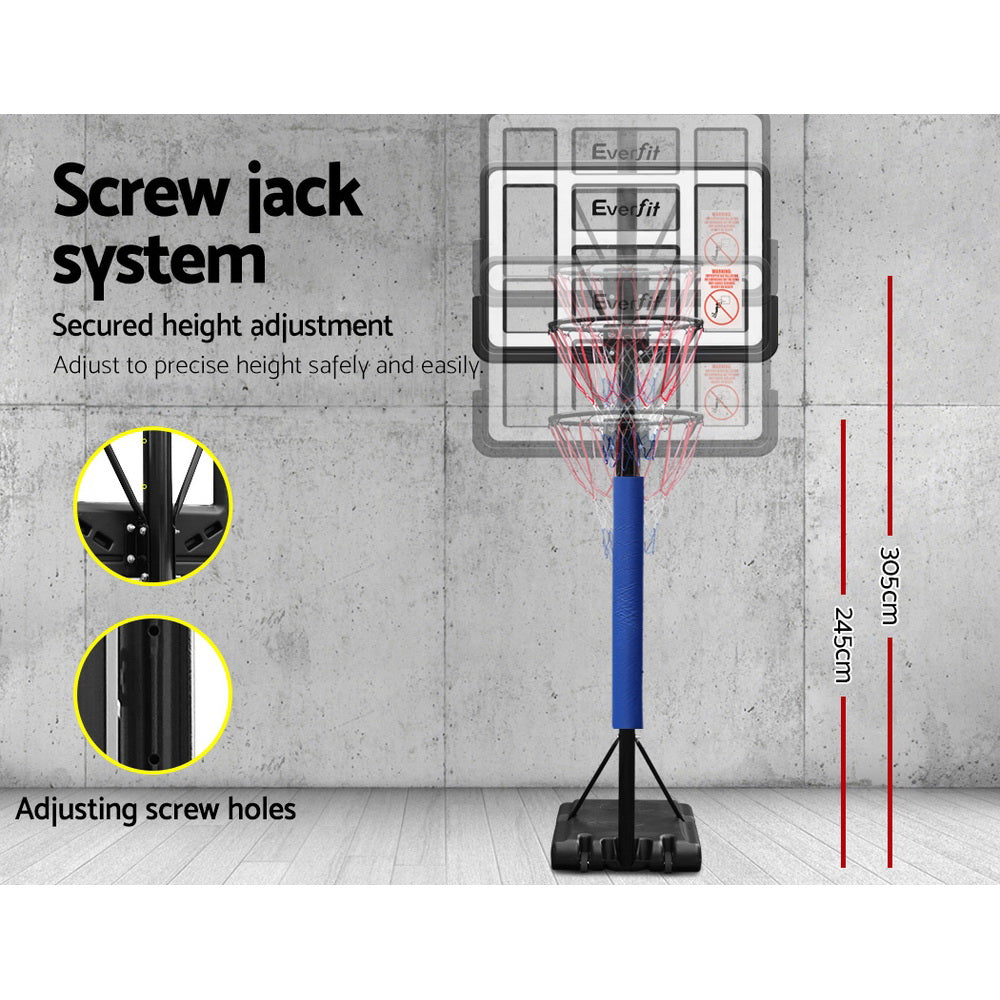 Everfit 3.05M Basketball Hoop Stand System Adjustable Height Portable Pro Blue-4