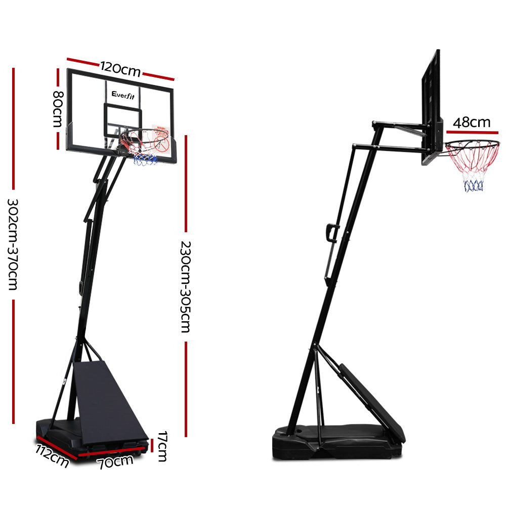 Everfit 3.05M Basketball Hoop Stand System Adjustable Height Portable Black Pro-1