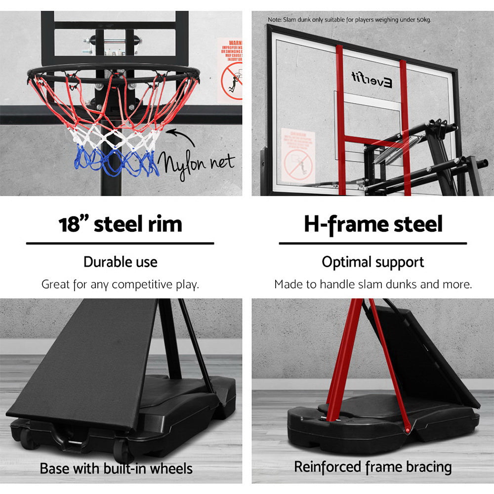 Everfit 3.05M Basketball Hoop Stand System Adjustable Height Portable Black Pro-3