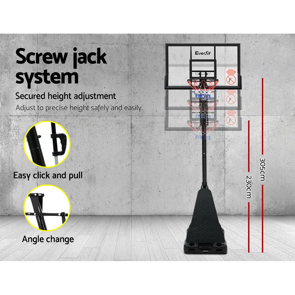 Everfit 3.05M Basketball Hoop Stand System Adjustable Height Portable Black Pro-4