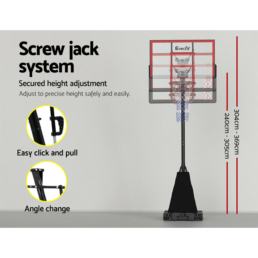 Everfit 3.05M Basketball Hoop Stand System Adjustable Height Portable Red Pro-4