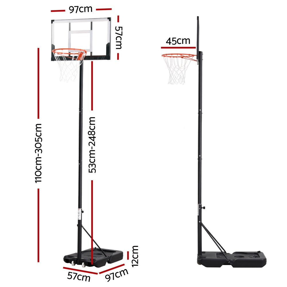 Everfit 3.05M Basketball Hoop Stand System Portable Height Adjustable w/ Knob-1