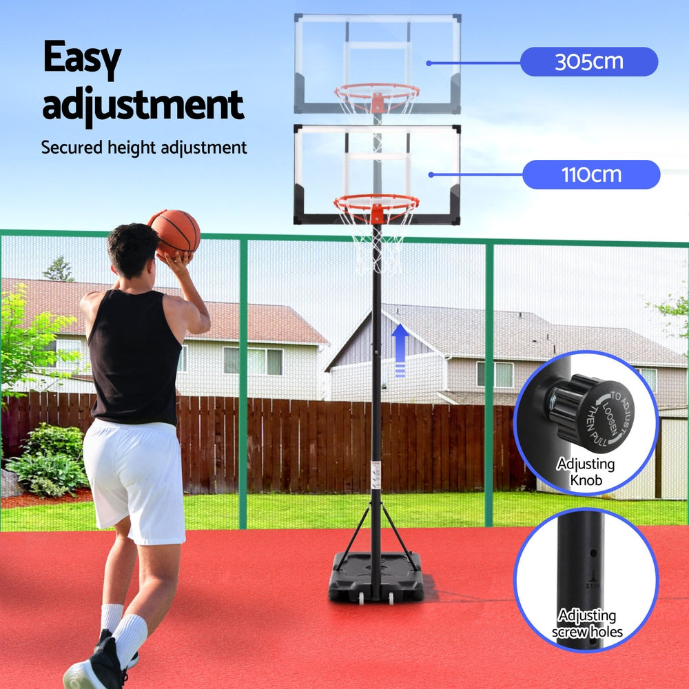 Everfit 3.05M Basketball Hoop Stand System Portable Height Adjustable w/ Knob-5