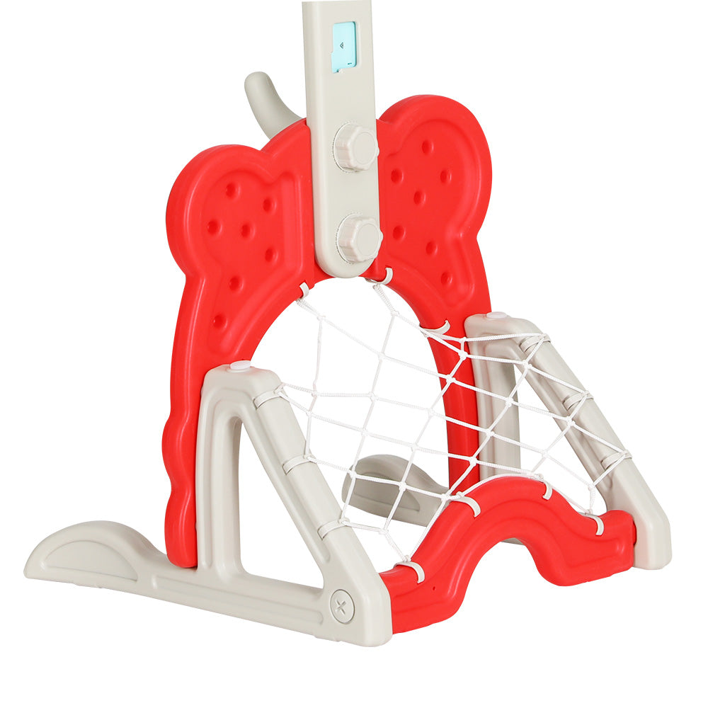 Keezi Kids Basketball Hoop Stand Adjustable 5-in-1 Sports Center Toys Set Red-3