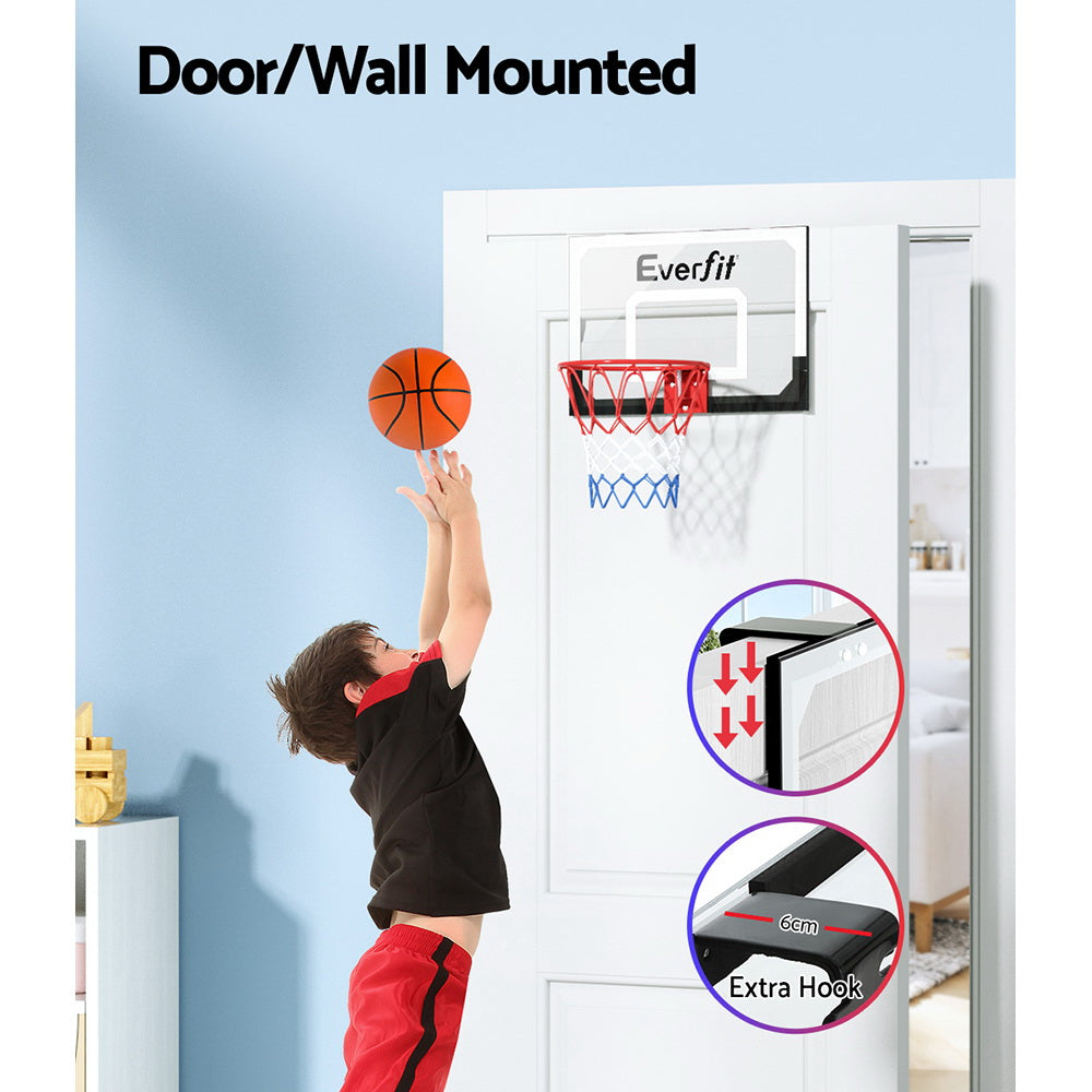 Everfit 23" Mini Basketball Hoop Backboard Door Wall Mounted Sports Kids Black-3