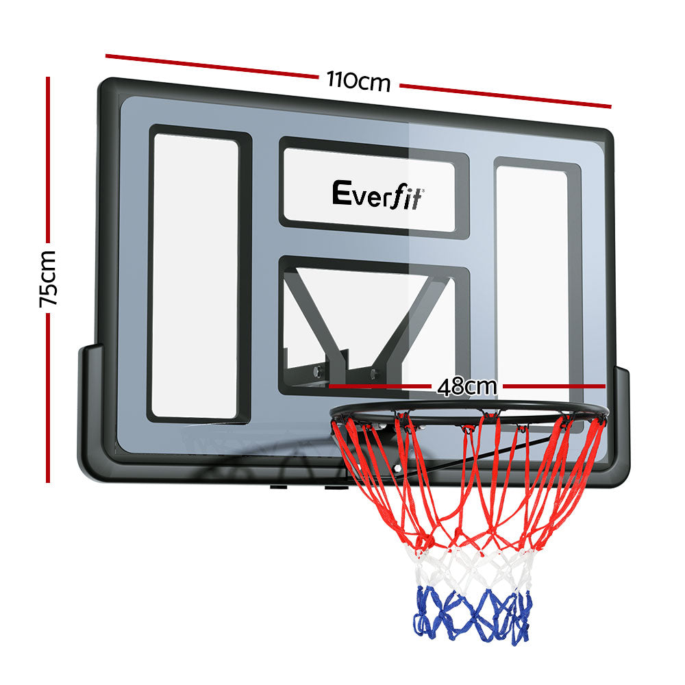 Everfit 45" Basketball Hoop Backboard Wall Mounted Ring Net Sports Pro System-1