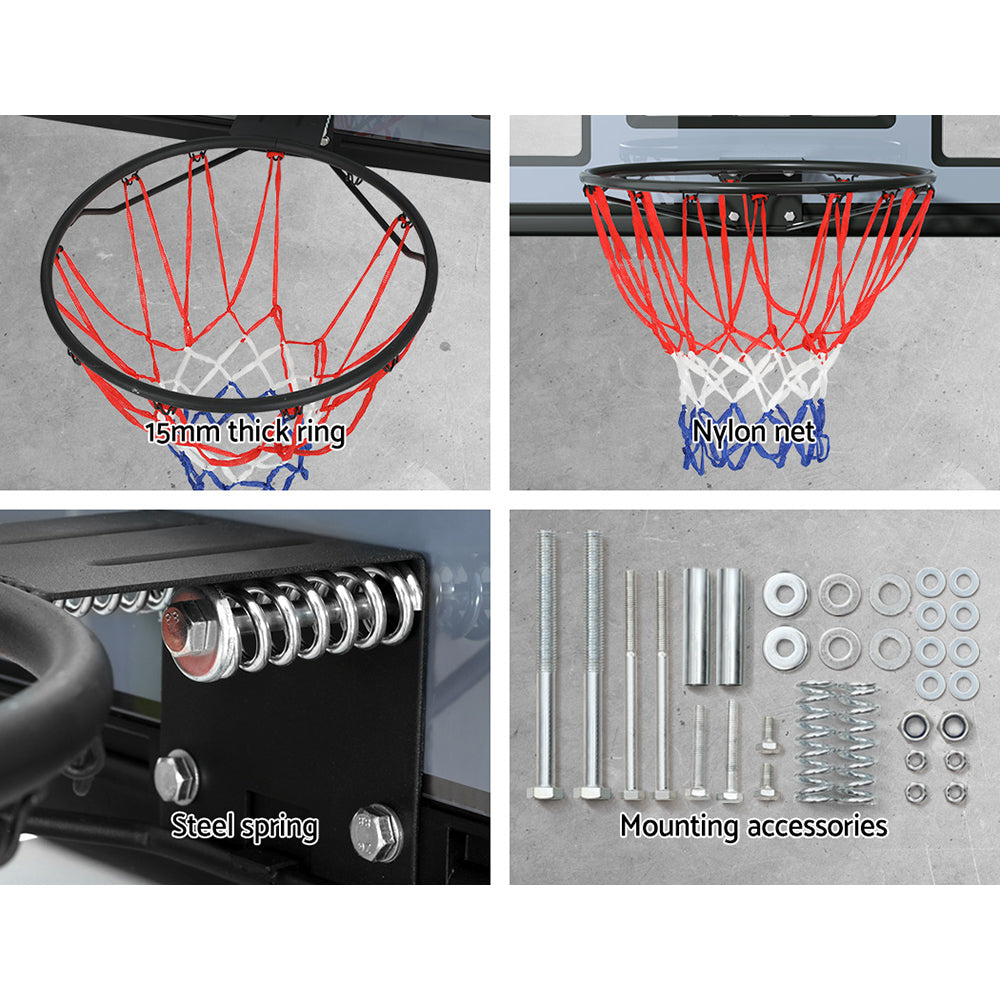 Everfit 45" Basketball Hoop Backboard Wall Mounted Ring Net Sports Pro System-5