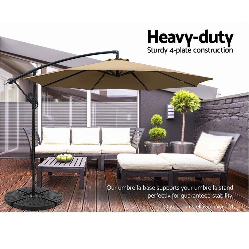 Instahut 48cm Outdoor Umbrella Base Stand 4 Plates Pod Cantilever-3