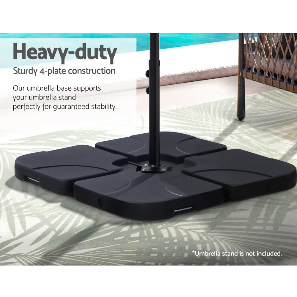 Instahut Outdoor Umbrella Base 50cm 4 Plates Stand Pod Cantilever-2