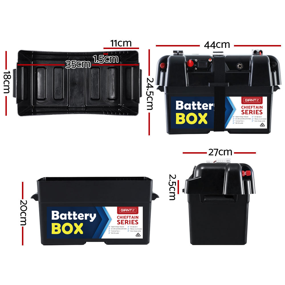 Giantz AGM Battery Box 12v Large Deep Cycle Box Portable Solar Caravan Camping-1