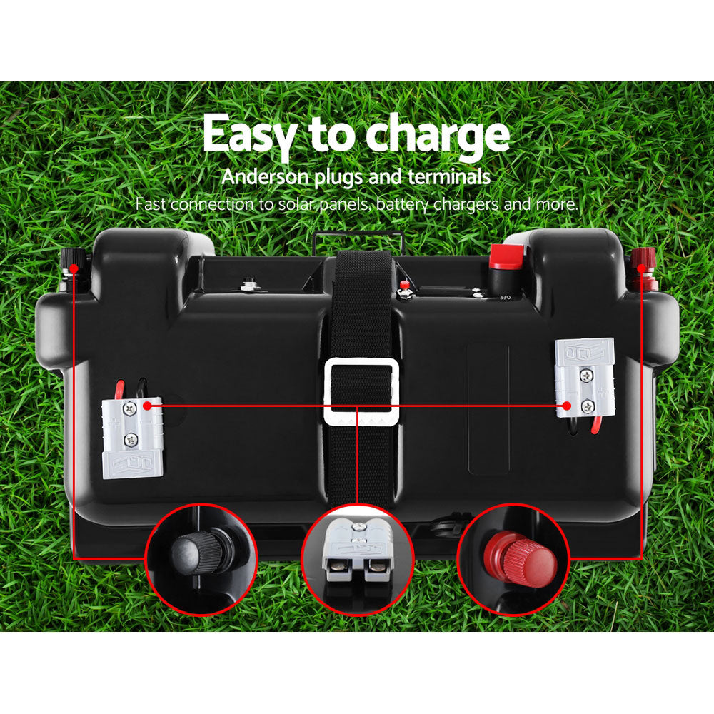 Giantz AGM Battery Box 12v Large Deep Cycle Box Portable Solar Caravan Camping-5