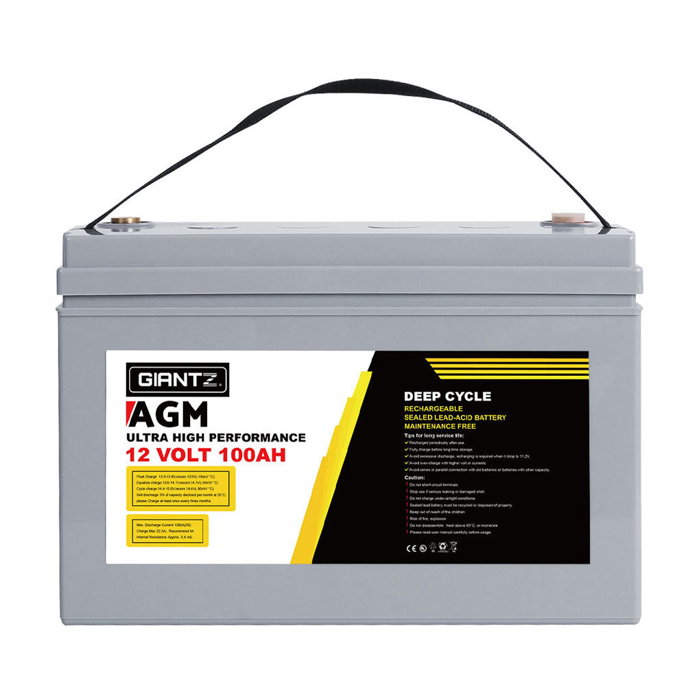 Giantz AGM Deep Cycle Battery 12V 100Ah x2 Box Portable Solar Caravan Camping-2