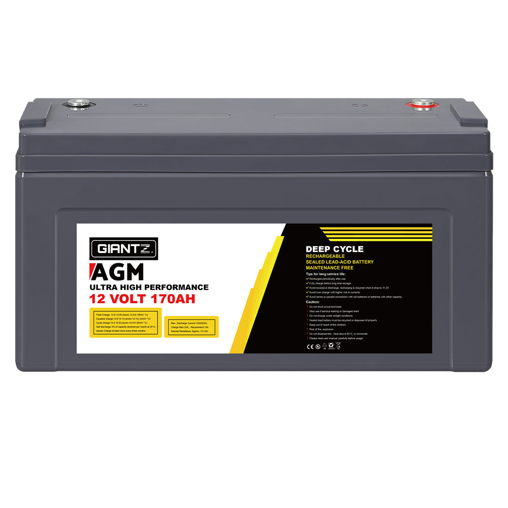 Giantz AGM Deep Cycle Battery 12V 170Ah Box Portable Solar Caravan Camping-2