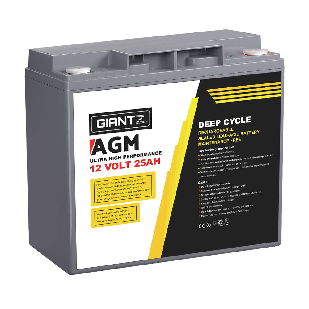 Giantz AGM Deep Cycle Battery 12V 25Ah Box Portable Solar Caravan Camping-0