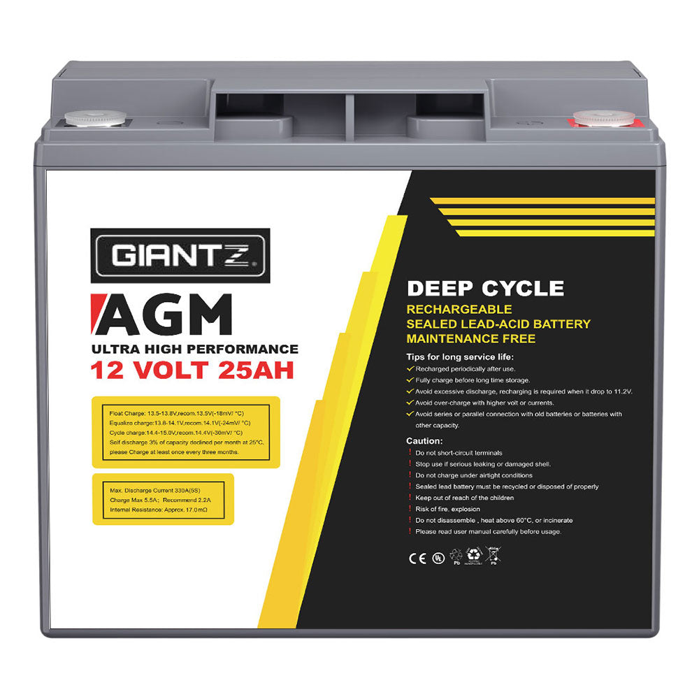 Giantz AGM Deep Cycle Battery 12V 25Ah Box Portable Solar Caravan Camping-2