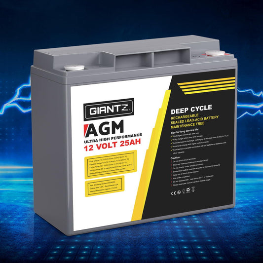 Giantz AGM Deep Cycle Battery 12V 25Ah Box Portable Solar Caravan Camping-0