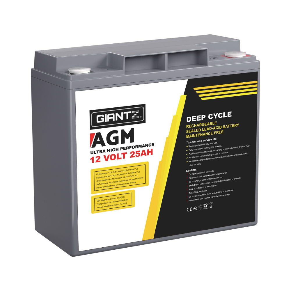 Giantz AGM Deep Cycle Battery 12V 25Ah Box Portable Solar Caravan Camping-1
