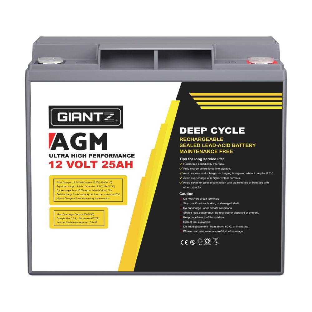 Giantz AGM Deep Cycle Battery 12V 25Ah Box Portable Solar Caravan Camping-3