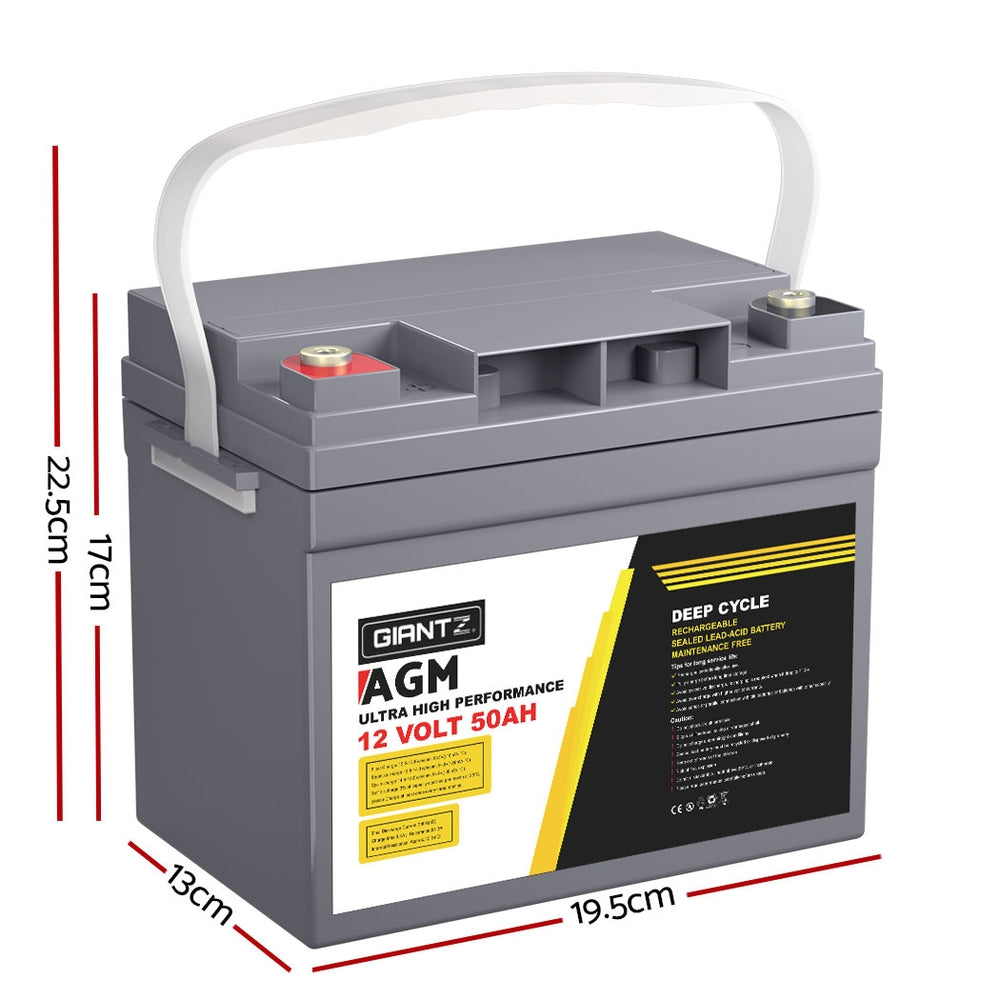 Giantz AGM Deep Cycle Battery 12V 50Ah x2 Box Portable Solar Caravan Camping-1