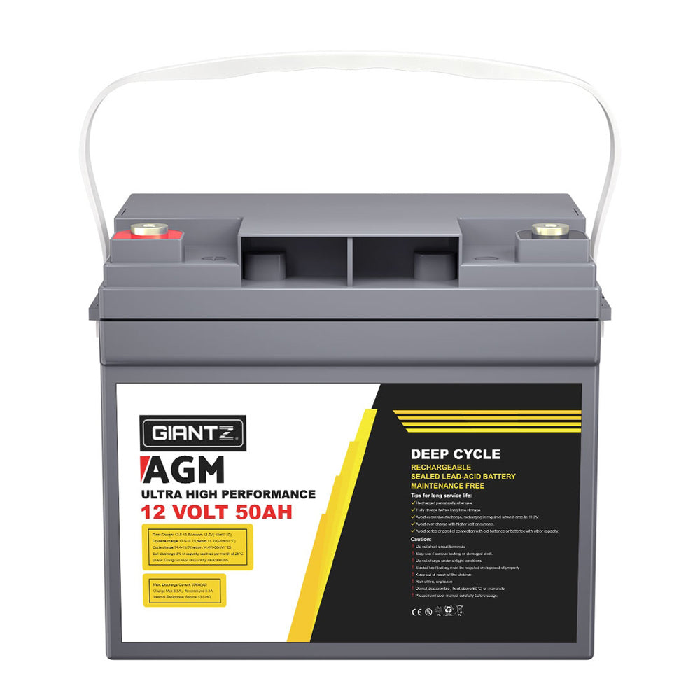 Giantz AGM Deep Cycle Battery 12V 50Ah x2 Box Portable Solar Caravan Camping-2