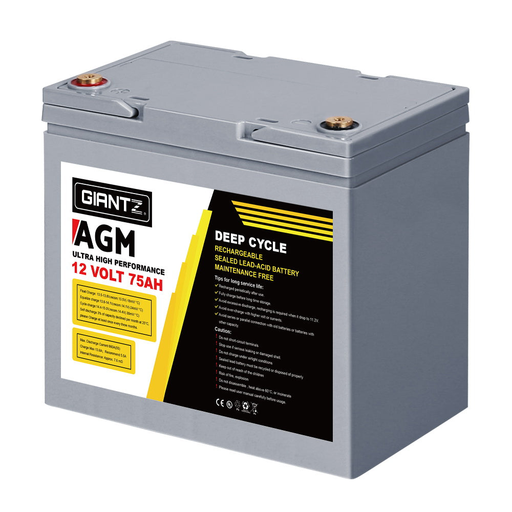 Giantz AGM Deep Cycle Battery 12V 75Ah Box Portable Solar Caravan Camping-2