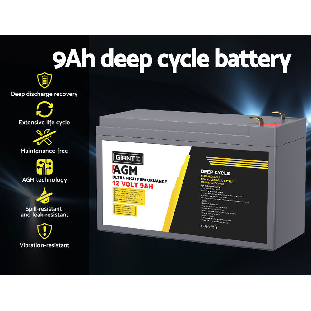 Giantz AGM Deep Cycle Battery 12V 9Ah Box Portable Solar Caravan Camping-3