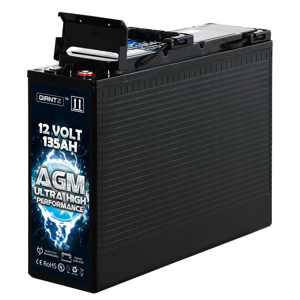 Giantz AGM Deep Cycle Battery 12V 135Ah Slim Box Portable Solar Caravan Camping-0