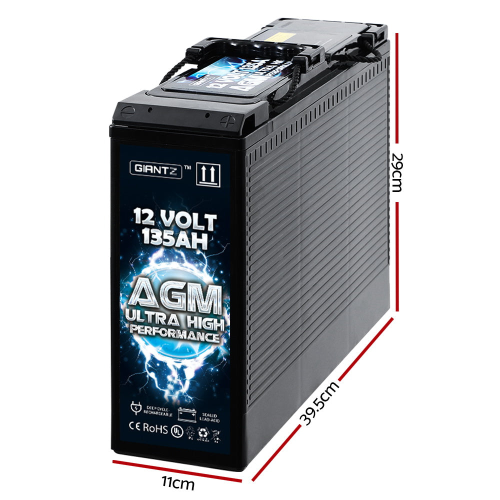 Giantz AGM Deep Cycle Battery 12V 135Ah Slim Box Portable Solar Caravan Camping-1