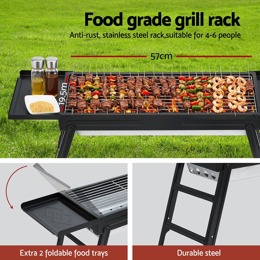 Grillz Charcoal BBQ Grill Smoker Portable Barbecue Outdoor Foldable Camping-3