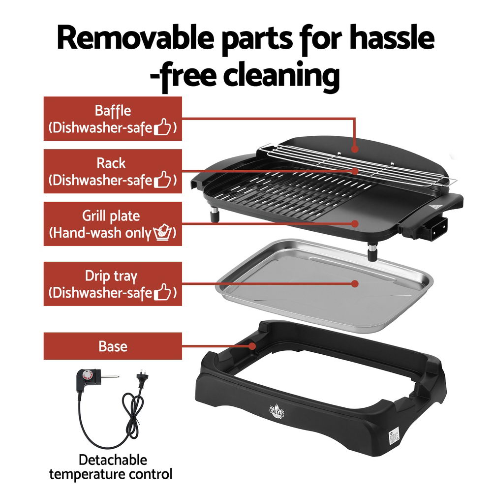 Grillz 1950W Electric BBQ Grill Non-stick Plate for Indoor Outdoor-4