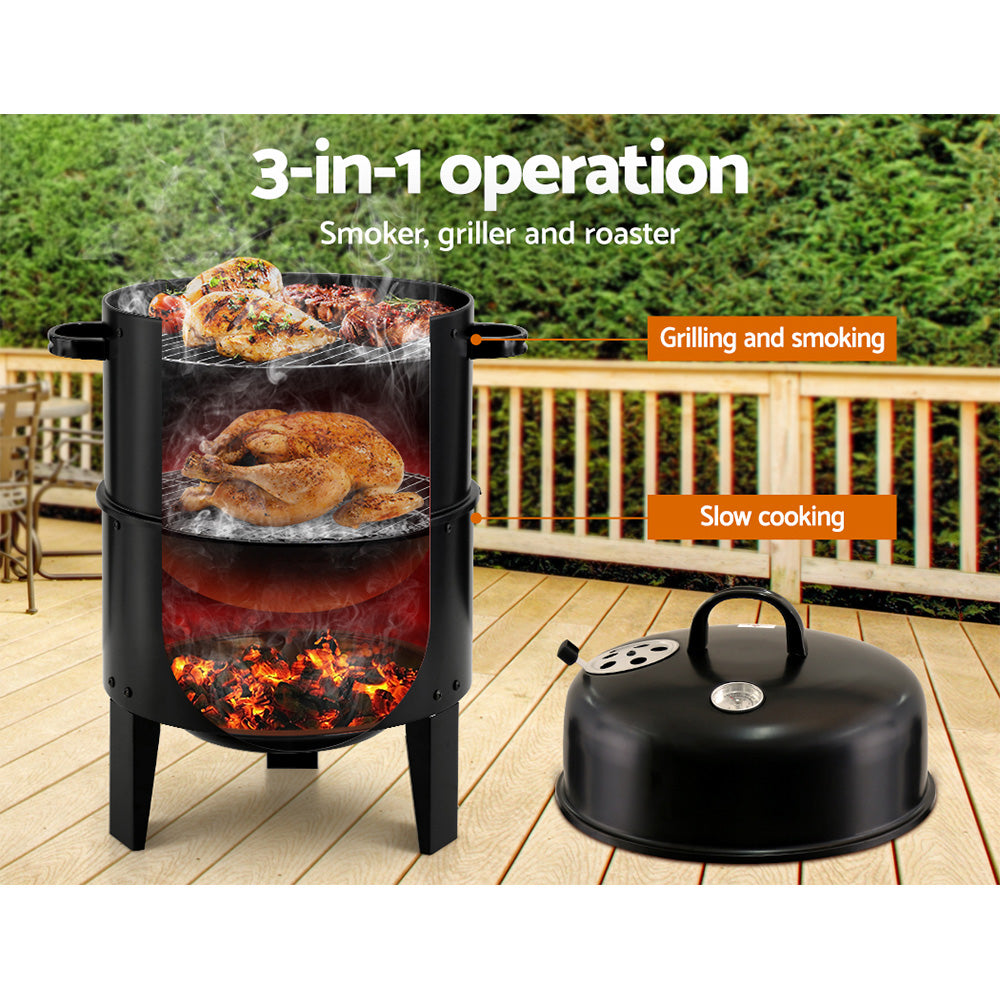 Grillz BBQ Grill 3-In-1 Charcoal Smoker-4