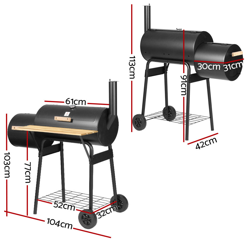 Grillz BBQ Grill 2-In-1 Offset Charcoal Smoker-1