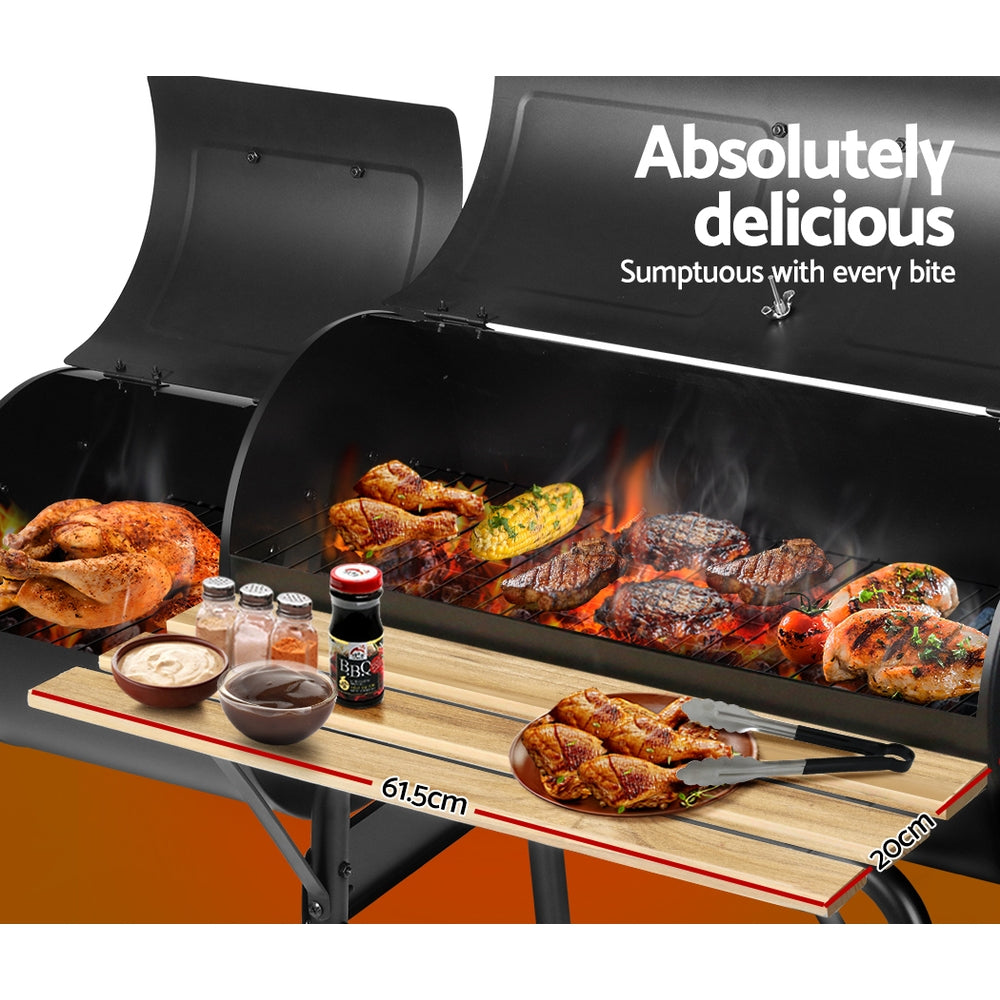 Grillz BBQ Grill 2-In-1 Offset Charcoal Smoker-4