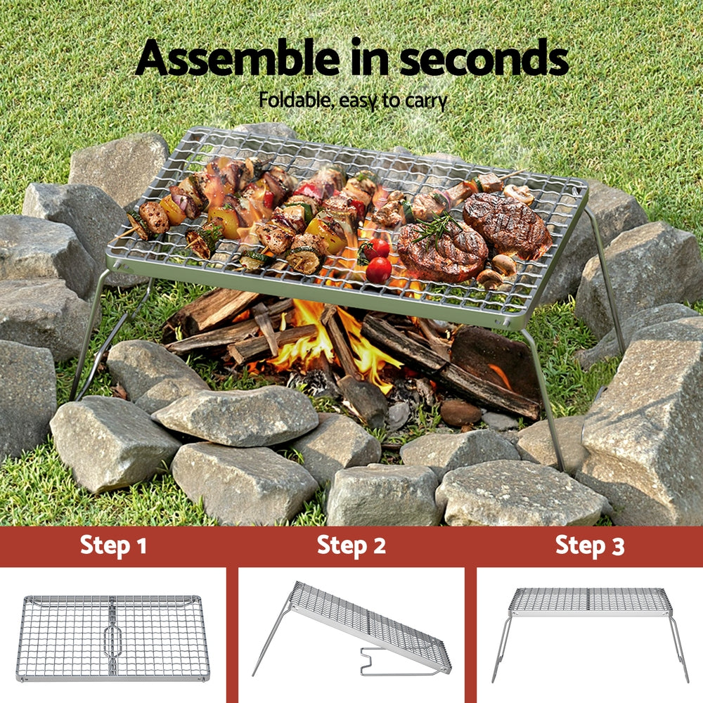Grillz Portable BBQ Grill Charcoal Smoker Foldable Camping Outdoor-3